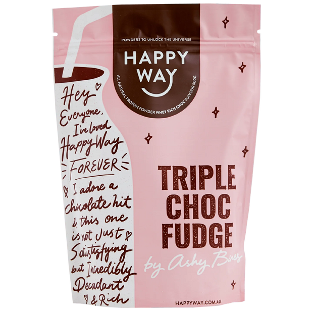 Whey Protein Powder Ashy Bines Triple Choc Fudge 500g Happy Way