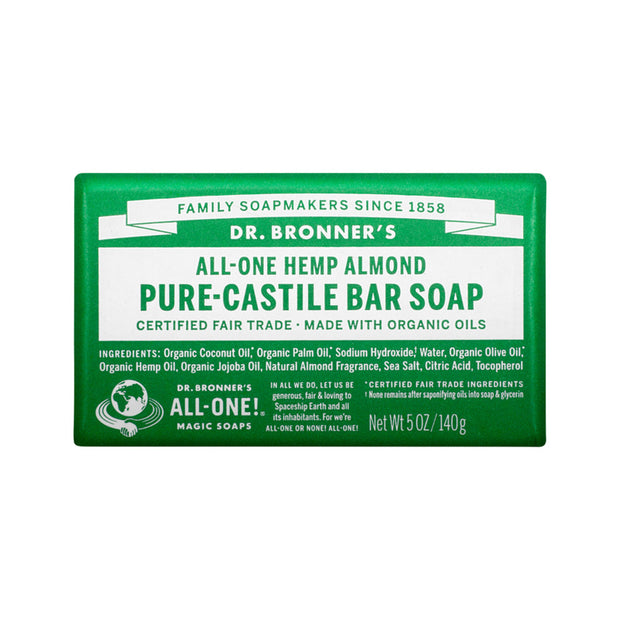Almond Pure Castile Soap Bar 140g Dr Bronners