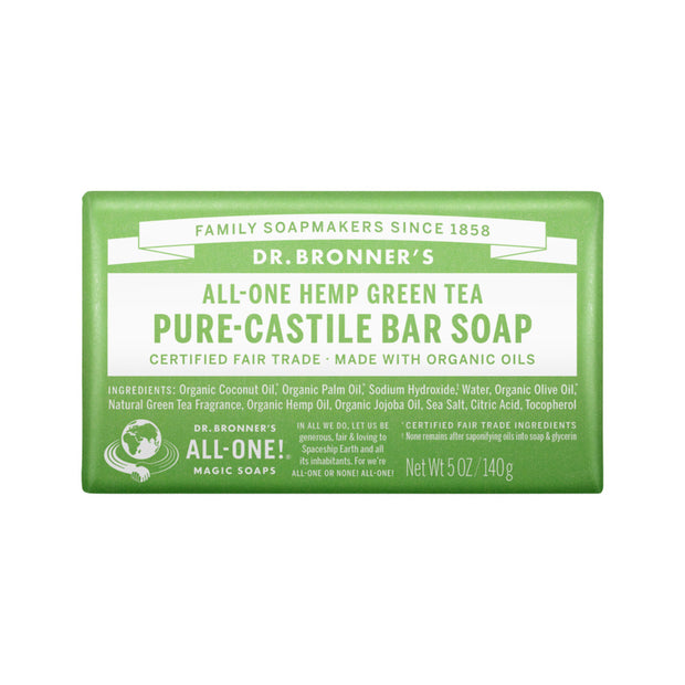 Green Tea Pure Castile Soap Bar 140g Dr Bronners