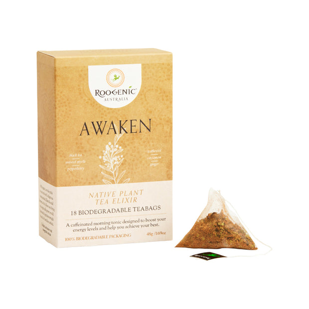 Awaken Native Plant Tea Elixir 18 Tea Bags Roogenic Australia