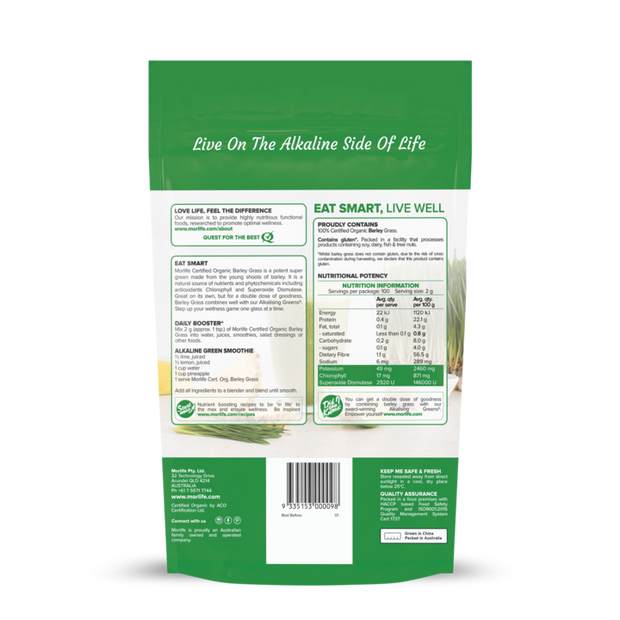 Barley Grass Certified Organic 200g Morlife