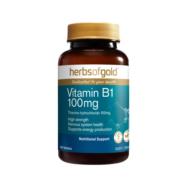 Vitamin B1 100mg 100T Herbs of Gold - Broome Natural Wellness
