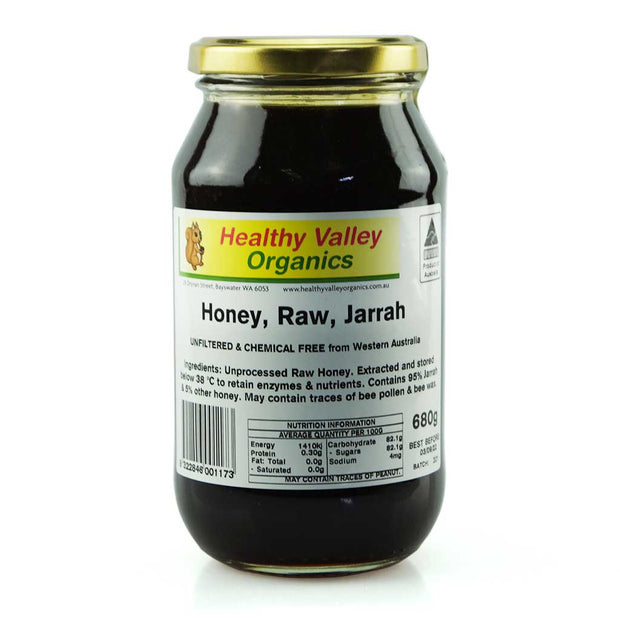 Honey Raw Jarrah Unprocessed 680g Healthy Valley Organics (WA Only)