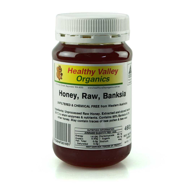 Honey Raw Unfiltered 680g Glass Jar Healthy Valley Organics (WA Only)