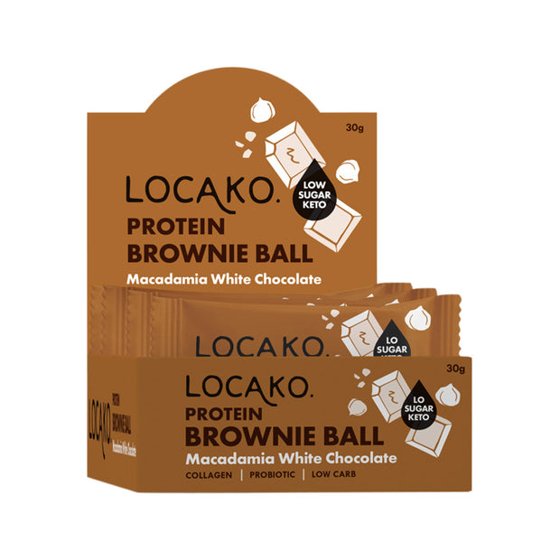 Protein Brownie Ball Macadamia White Chocolate 30g Locako