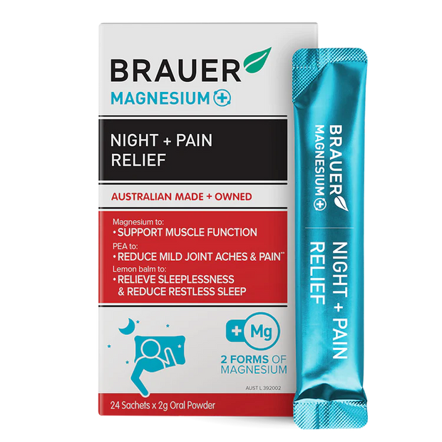 Magnesium + Night Pain Relief 24 Sachets Brauer