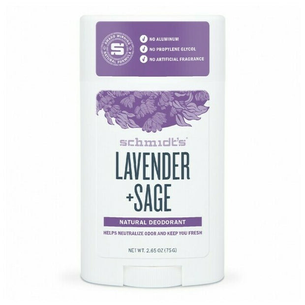 Lavender & Sage Deodorant Stick 75g Schmidts - Broome Natural Wellness