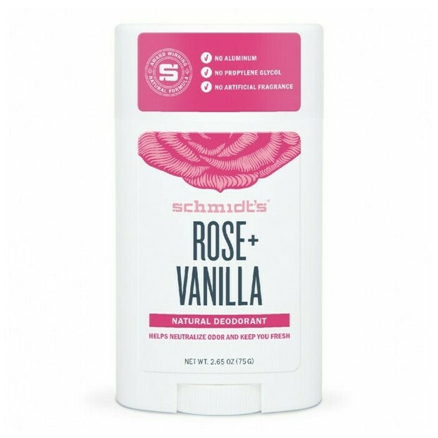 Rose & Vanilla Deodorant Stick 75g Schmidts - Broome Natural Wellness