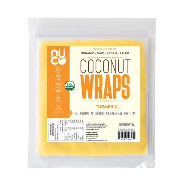 Wraps Coconut Turmeric Organic 5 Wraps 70g Nuco
