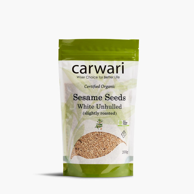 Sesame Seeds White Organic Unhulled 200g Carwari