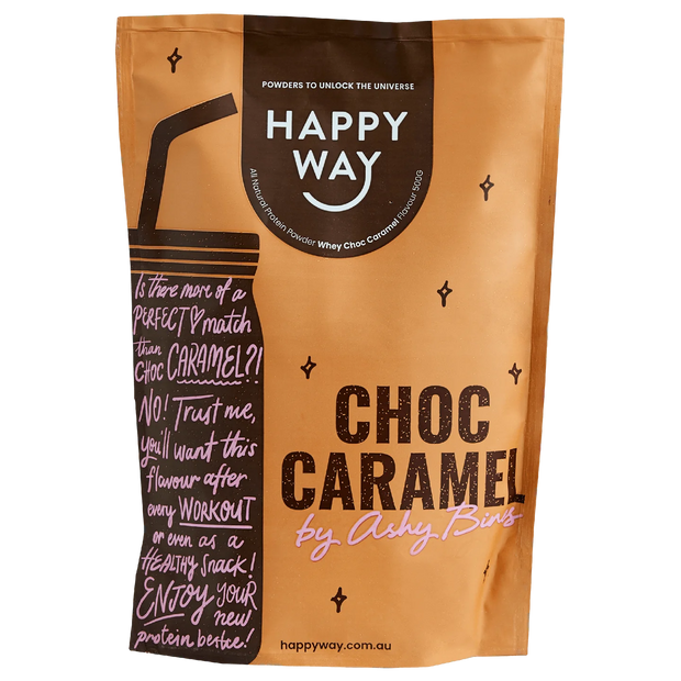 Whey Protein Powder Ashy Bines Choc Caramel 500g Happy Way