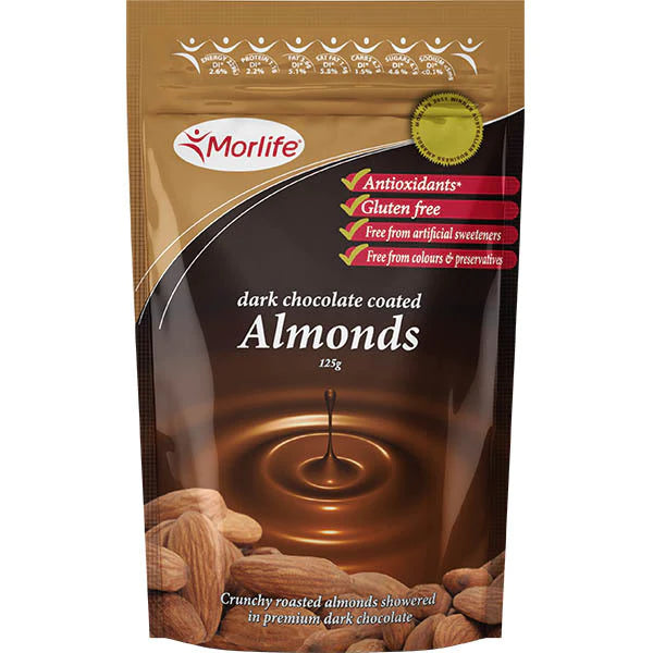 Dark Chocolate Almonds 125g Morlife