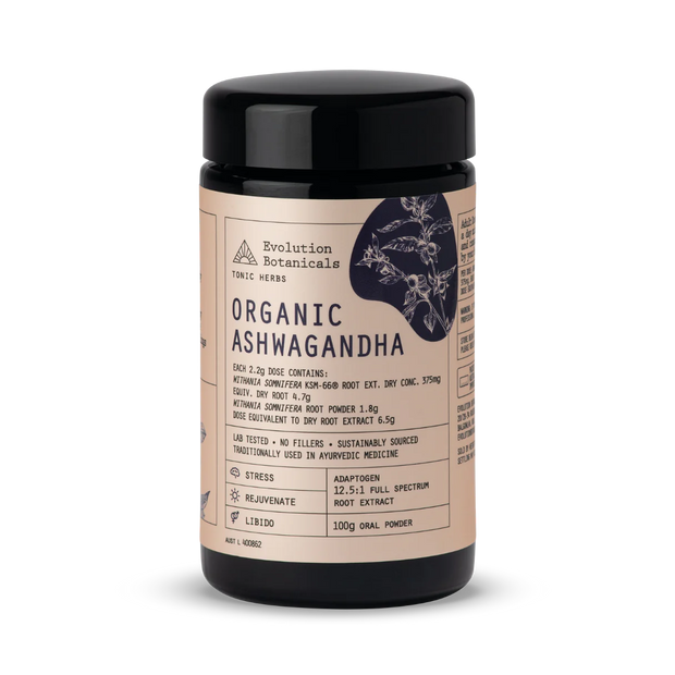 Ashwagandha Tonic Herbs Organic 100g Evolution Botanicals