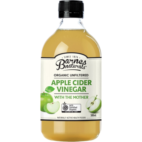 Apple Cider Vinegar Organic Unfiltered 500ml Barnes Naturals