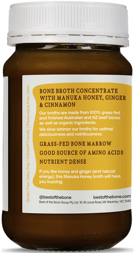 Bone Broth Manuka Honey, Ginger & Cinnamon 390g Best of the Bone
