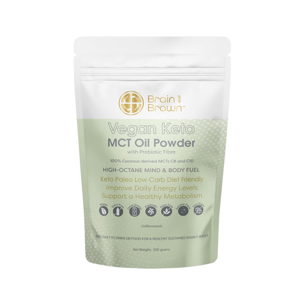 Vegan Keto MCT Oil Powder Unflavoured 300g Brain and Brawn