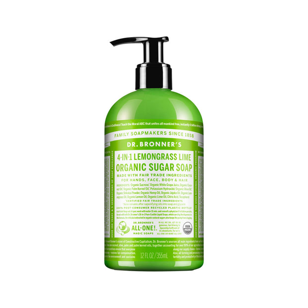 Lemongrass Lime 4in1 Pump Castile Liquid Soap 355ml Dr Bronners