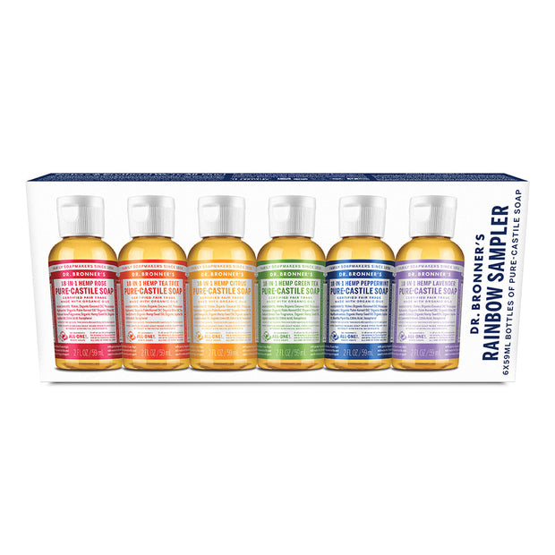 Castile Soap Liquid Rainbow Sampler Pack 59ml x 6 Dr Bronners