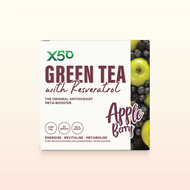 Green Tea Plus Resveratrol Energy Drink Apple Berry 60x3g X50
