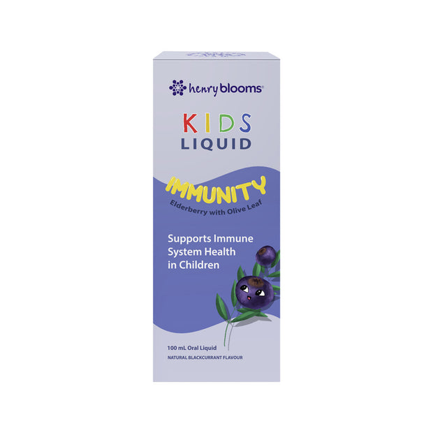 Kids Liquid Immunity Elderberry With Olive Leaf Blackcurrant 100ml Blooms