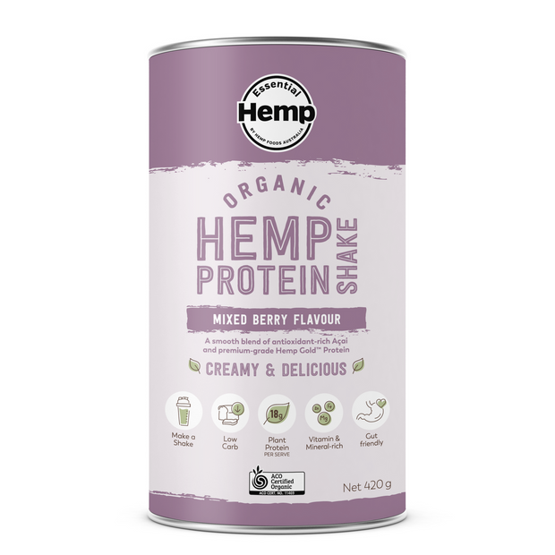 Hemp Protein Powder Organic Mixed Berry & Acai 420g Hemp Foods Australia