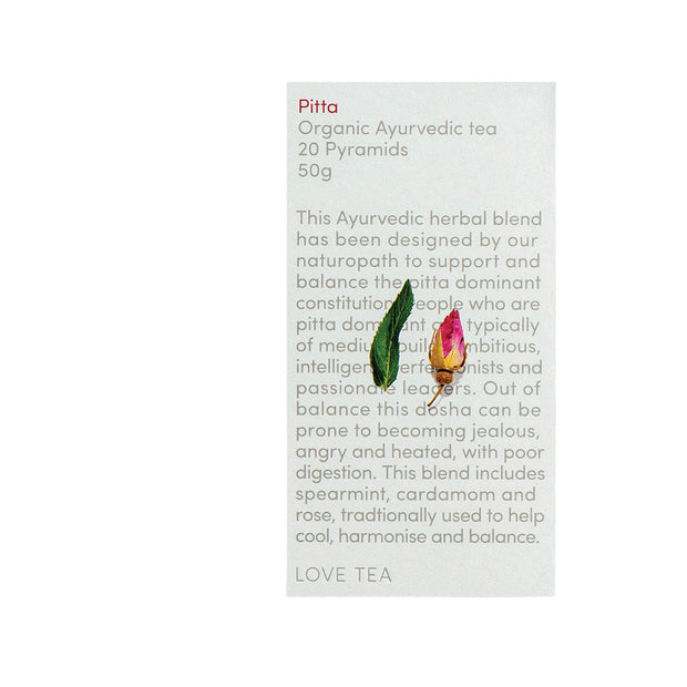 Pitta Ayurvedic Organic Pyramid Tea Bags 20 Love Tea
