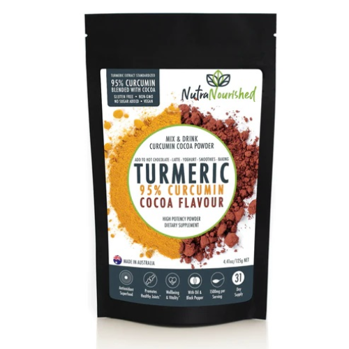 Turmeric Curcumin Organic Cacao Flavour 125g Nutra Nourished