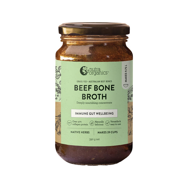 Beef Bone Broth Concentrate Native Herbs 390g Nutra Organics