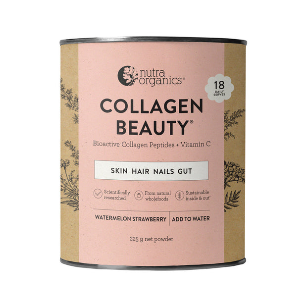 Collagen Beauty With Bioactive Collagen Peptides and Vitamin C Watermelon Strawberry 225g Nutra Organics