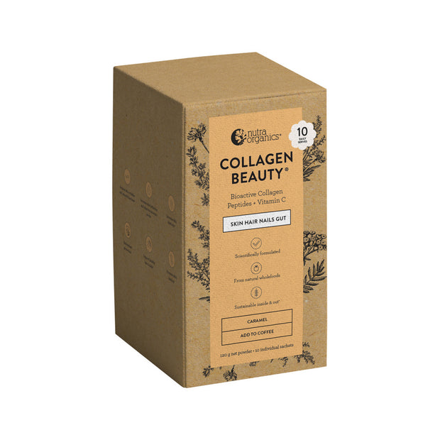 Collagen Beauty (For Coffee) With Bioactive Collagen and Vitamin C Caramel Sachets 12g x 10 Nutra Organics