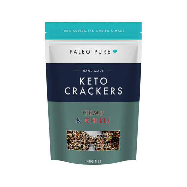 Keto Crackers Hemp & Chilli 140g Paleo Pure