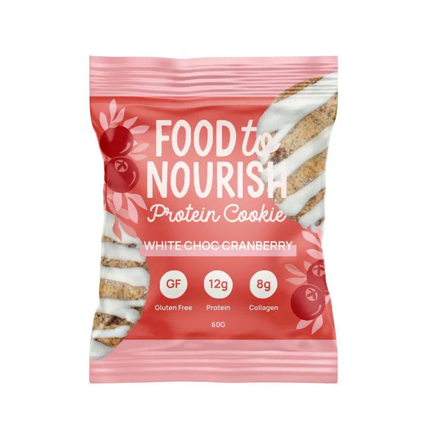Collagen Protein Cookie White Chocolate Cranberry 60g Food To Nourish