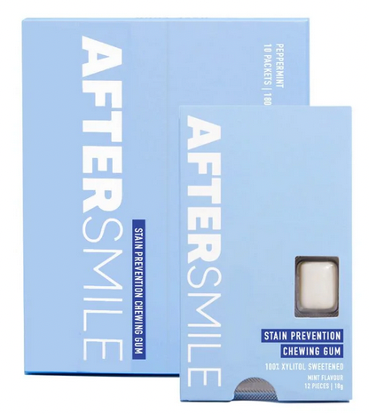 Aftersmile Xylitol Oral Care Chewing Gum (Stain Prevention) Peppermint 12 Piece Sleeve x 10 Display