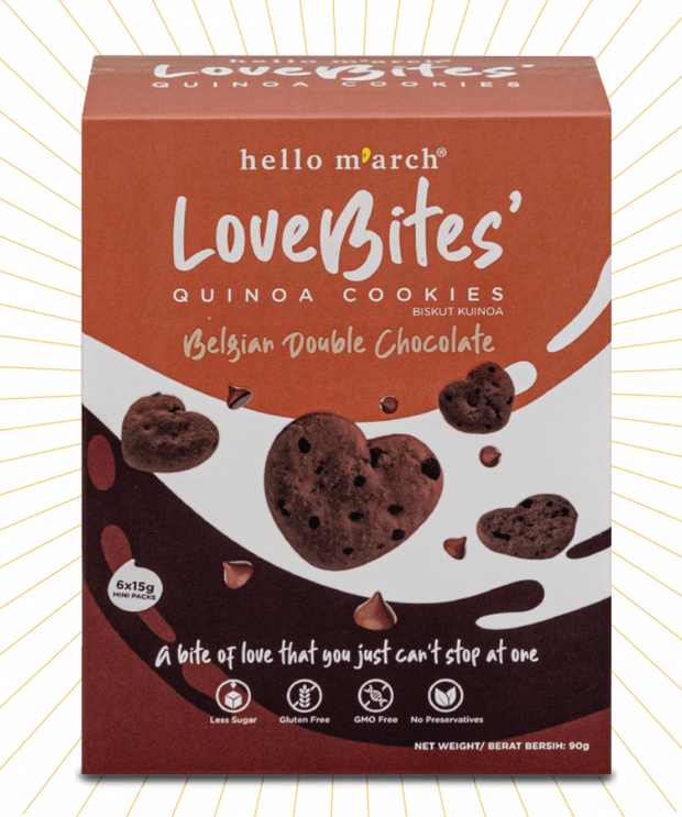hello m arch Love Bites' Quinoa Cookies Belgian Double Chocolate (Gluten Free)