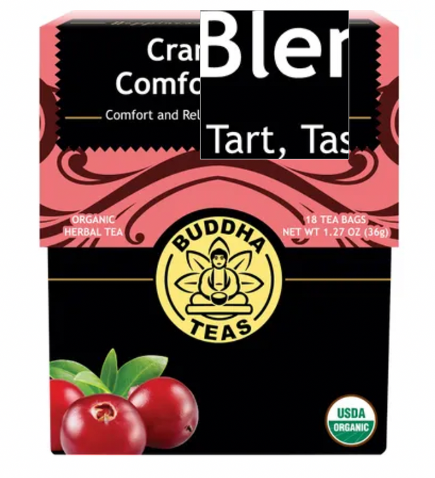 Buddha Teas Organic Herbal Tea Bags Cranberry Comfort Blend 18pk