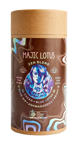 Naturally Driven Organic Latte Majic Lotus Zen Blend (Cacao Blue Lotus Rosehip Ashwaganda + Reishi) 250g