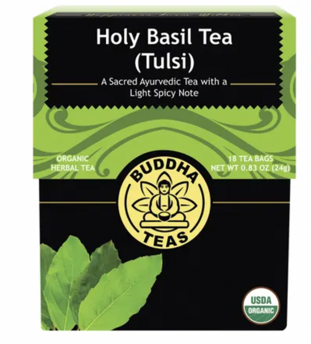 Buddha Teas Organic Herbal Tea Bags Holy Basil Tea (Tulsi) 18pk