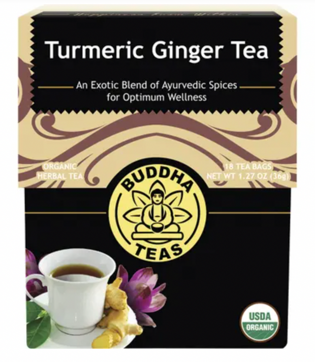 BUDDHA TEAS Organic Herbal Tea Bags Turmeric Ginger Tea 18pk