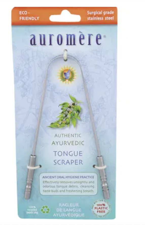 AUROMERE Tongue Scraper Ayurvedic Surgical Grade Stainless Steel