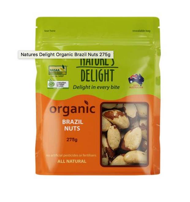 Organic Brazil Nuts 275G NATURES DELIGHT