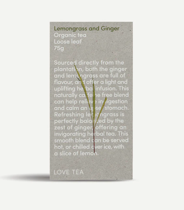 Lemongrass and Ginger Organic Loose Leaf Tea 75g Love Tea