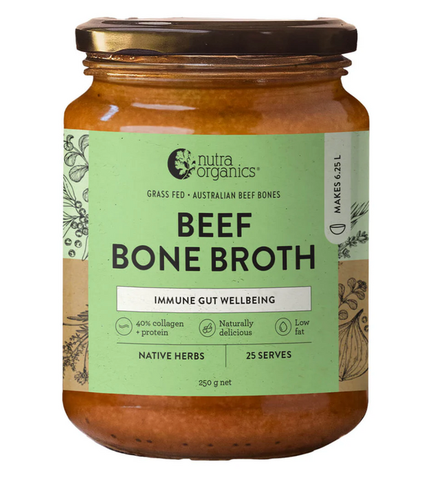 Beef Bone Broth Concentrate Native Herbs 250g Nutra Organics