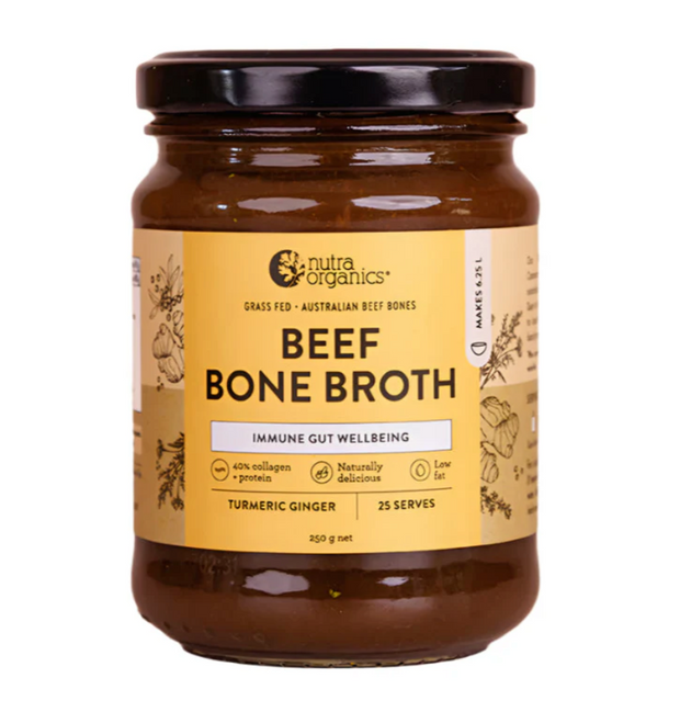 Beef Bone Broth Concentrate Turmeric Ginger 250g Nutra Organics