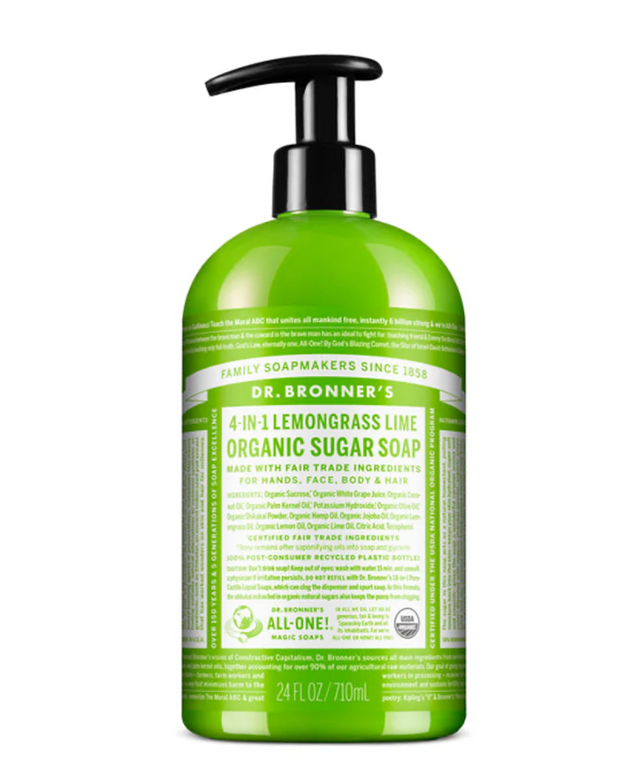 Lemongrass Lime Castile Sugar Soap Pump 710ml Dr Bronners