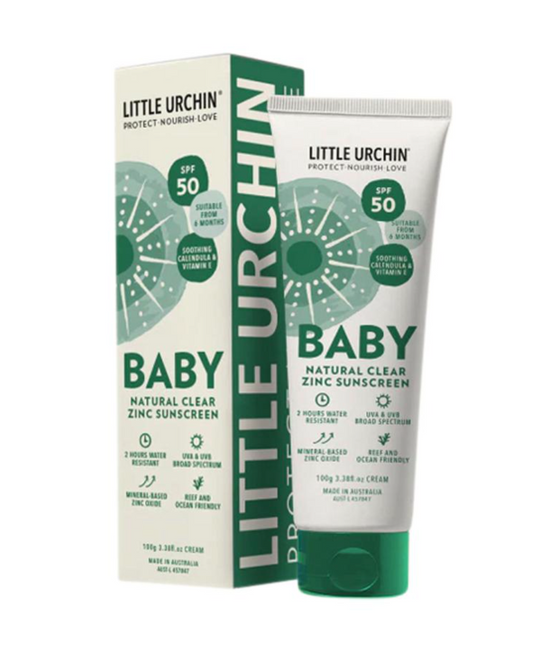 ATURAL BABY SUNSCREEN CLEAR ZINC SPF 50 100G Little Urchin