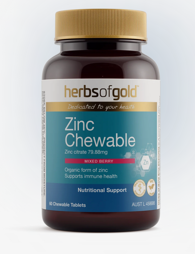 Zinc Chewable Mixed Berry 60T Herbs of Gold