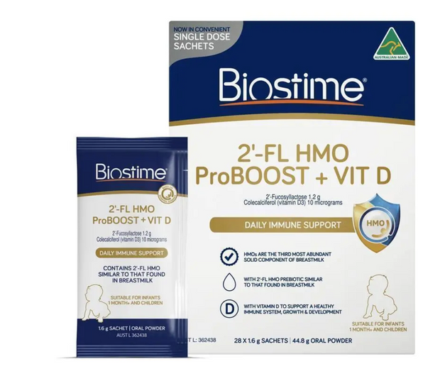 2-FL HMO ProBOOST + Vit D Oral Powder Sachets 1.6g x 28 Pack Biostime