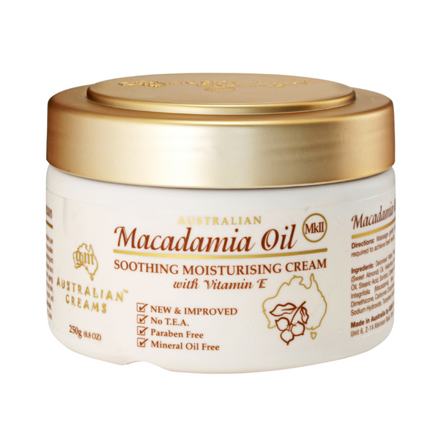 Macadamia Oil Soothing Moisturising Cream with Vitamin E 250g Australian Creams MkII