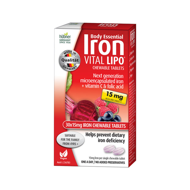 Iron Vital Lipo Iron 15mg Chewable 30T Silicea Body Essentials