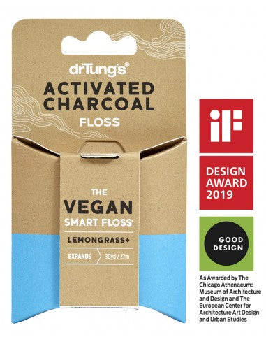 Dental Floss Smart Vegan Activated Charcoal Lemongrass 27M Dr Tung